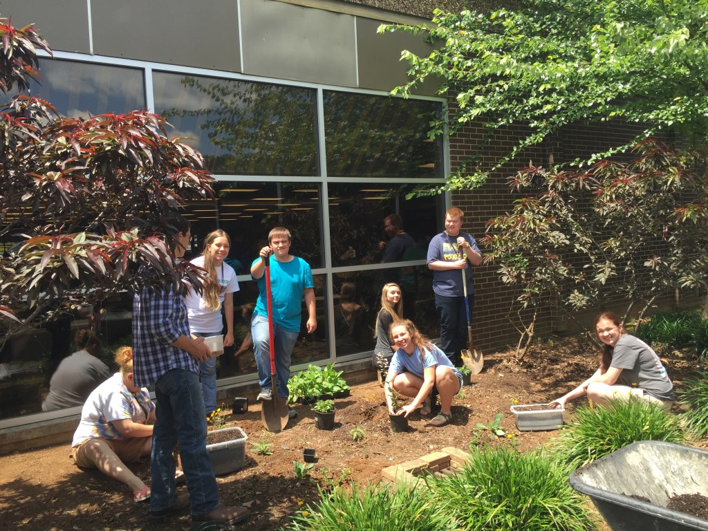 Bradley Central FFA and CDC students worked together to rejuvenate a memorial garden and turn it into a Butterfly garden with native plants from the U.S. Forest Service.