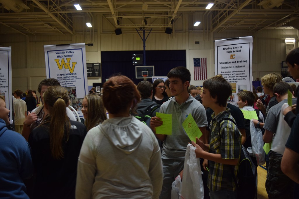 8th Grade Career Fair; CTE Students Showing Off Skills